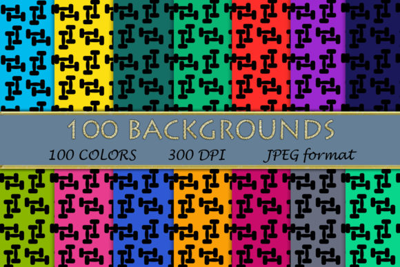 100 Dumbbells Pattern Digital Papers