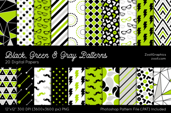 Black, Green Gray Digital Papers