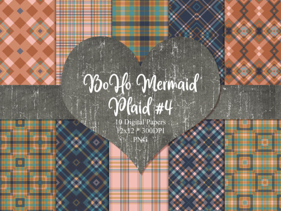 BoHo Mermaid Plaid 4: A Versatile Digital Paper for Creative Projects