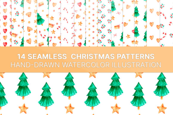 Christmas Seamless Pattern Watercolor