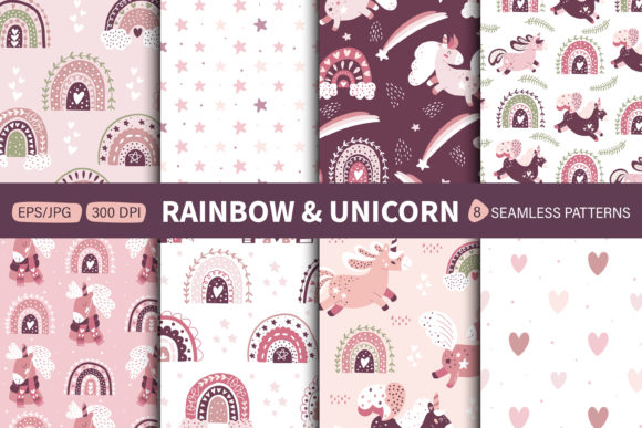 Rainbow Unicorn Modern Baby Pattern: A Versatile Design Solution for Creative Projects
