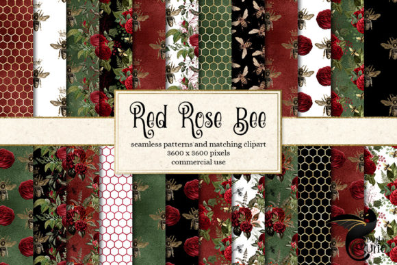 Red Rose Bee Digital Paper: A Versatile Design Resource for Creative Projects