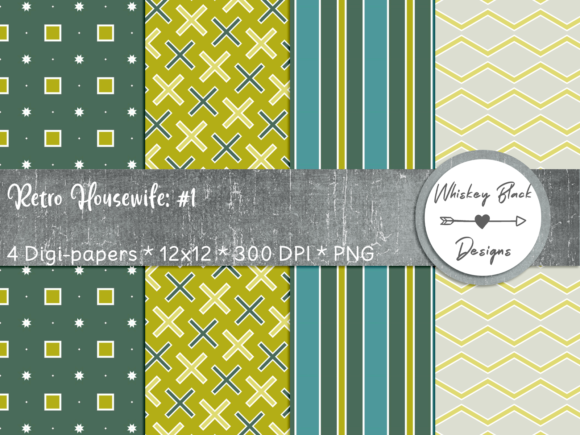 Retro Blue Green Yellow Geometric Digital Pattern Paper