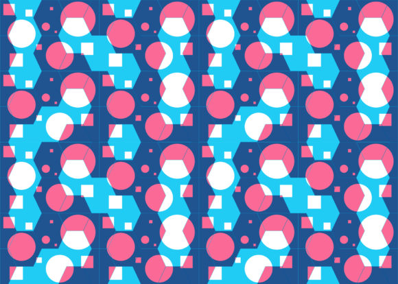 Seamless Pattern Hexagon Blue Pink