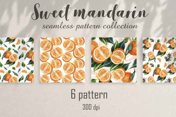 Seamless Watercolor Pattern Mandarins