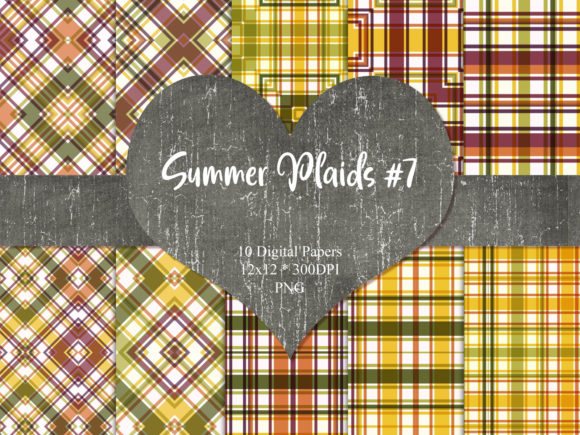 Summer Plaid 7 Digital Paper Pack for Crafting Projects