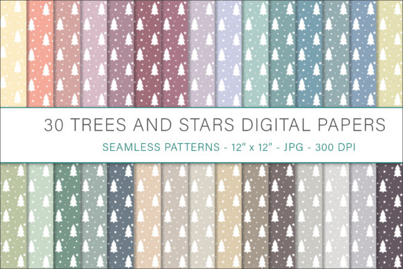 Tree and Stars Digital Papers